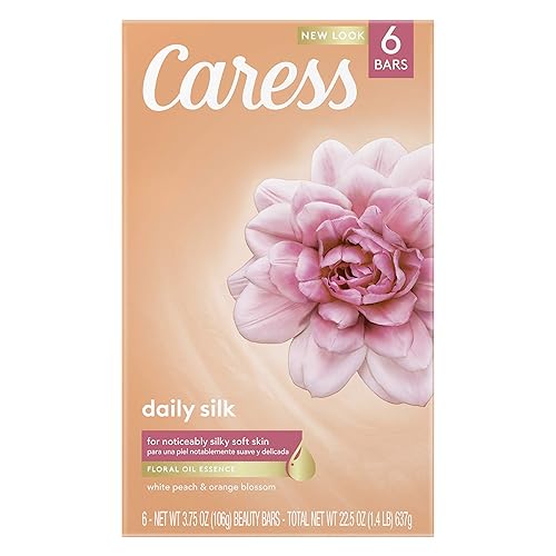 Caress Beauty Bar Soap, Daily Silk Extract & Floral Oil, 6 X 3.75 Oz Bars, Silky Soft Skin