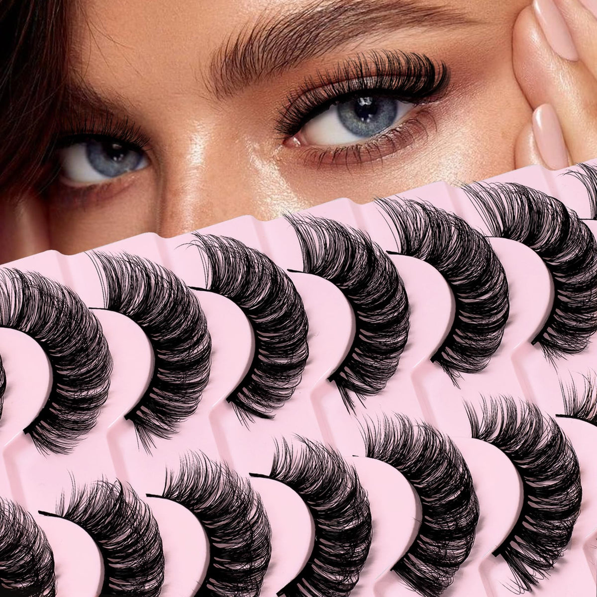 Veleasha DD Curl Russian Strip Lashes - 10 Pairs Fluffy Dramatic Faux Mink Eyelashes