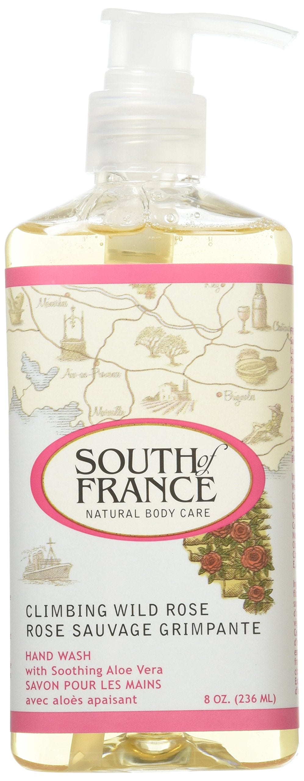 South Of France Hand Wash, Climbing Wild Rose - 8 Oz, Moisturizing & Gentle Cleanser