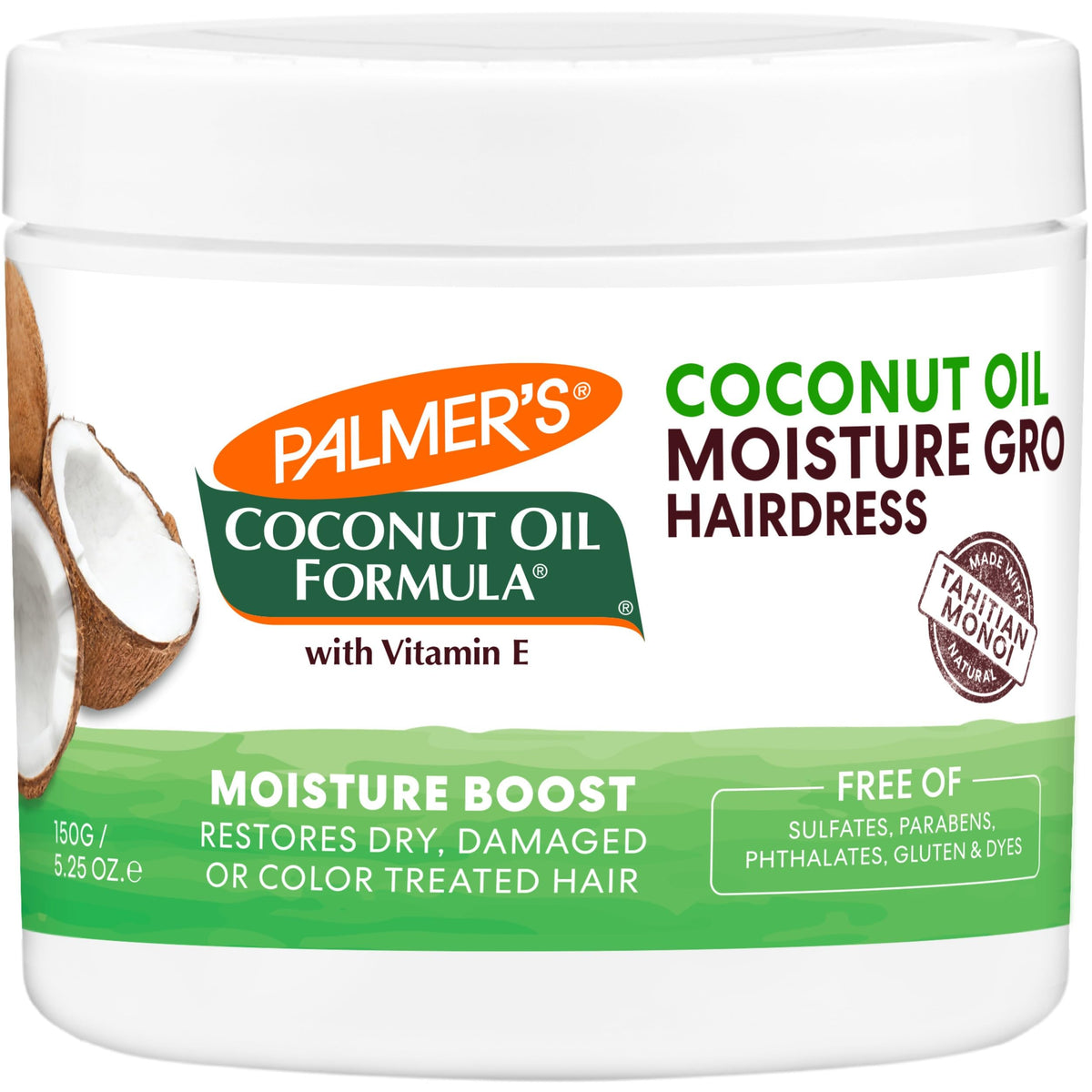 Palmers Coconut Oil Moisture Gro Hairdress Jar 5.25 Ounce (155ml) (Value Pack of 2)