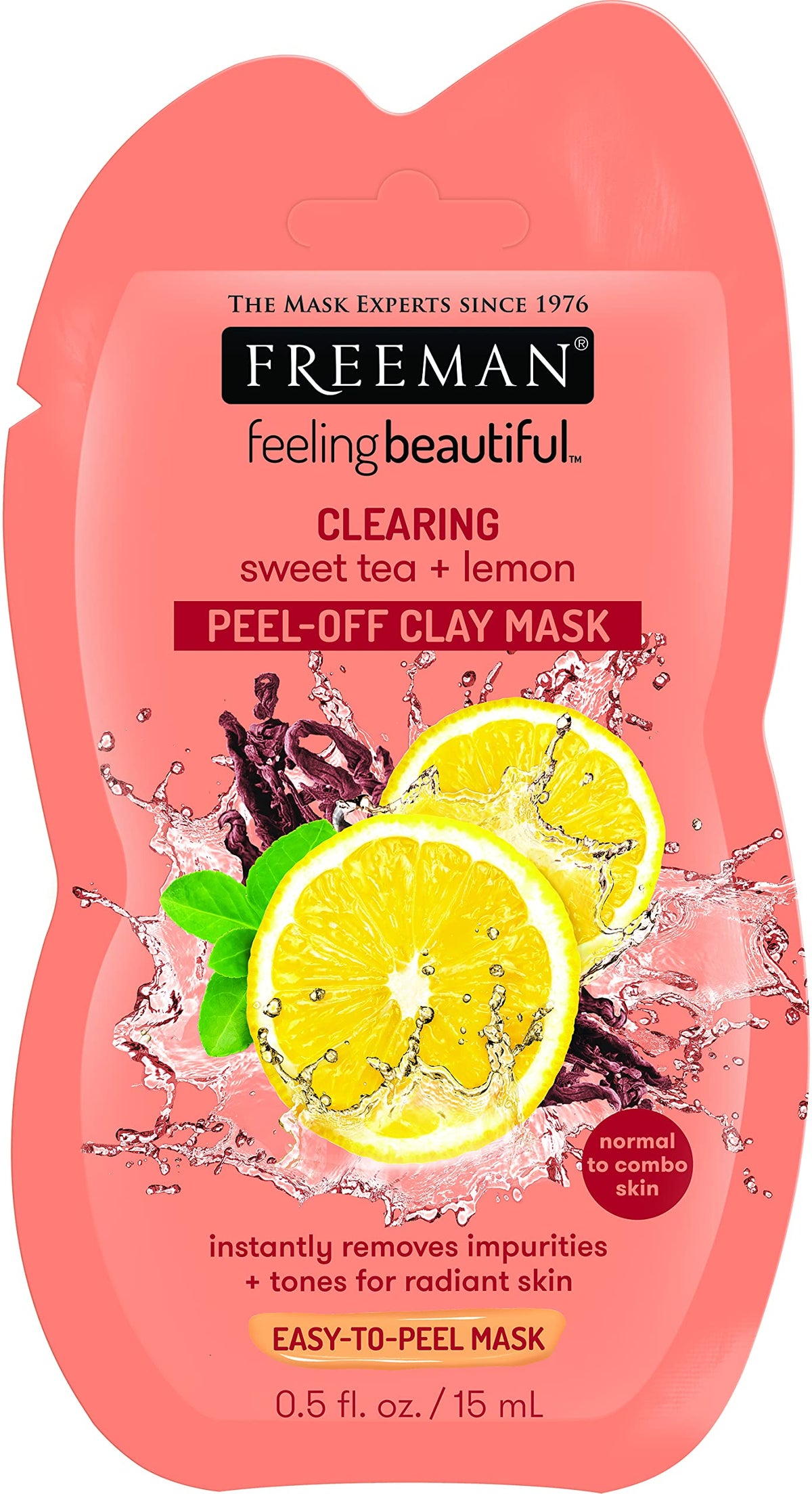 Freeman Sweet Tea & Lemon Peel Away Clay Mask, Travel Size, 0.5 Fl Oz, Pack Of 3