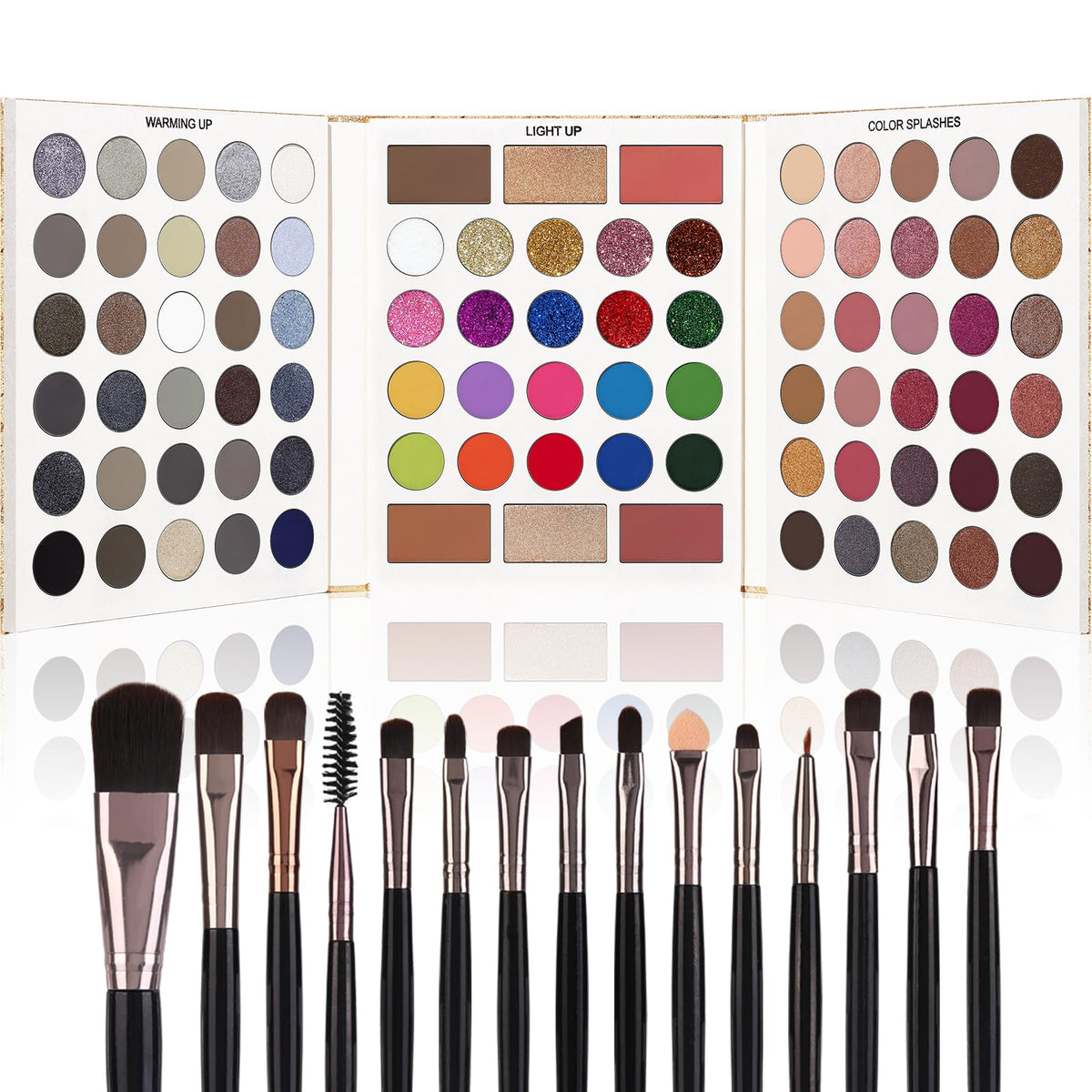 Ucanbe 86 Colors Eyeshadow Palette & 15 Brushes Set - Matte Glitter Makeup Kit For Halloween & Daily Use