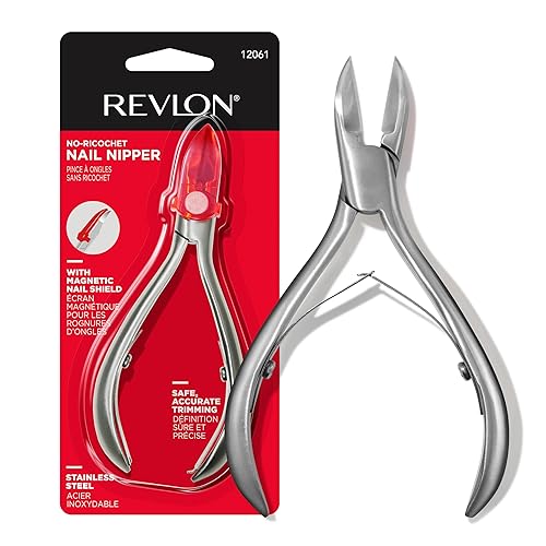 Revlon No-Ricochet Nail Nipper - Mess-Free Cuticle Remover, Stainless Steel, Easy Grip, 1 Count