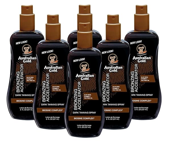 Australian Gold Accelerator Spray Gel With Bronzer, 8 Oz, 6 Pack - Sunless Tanning Formula