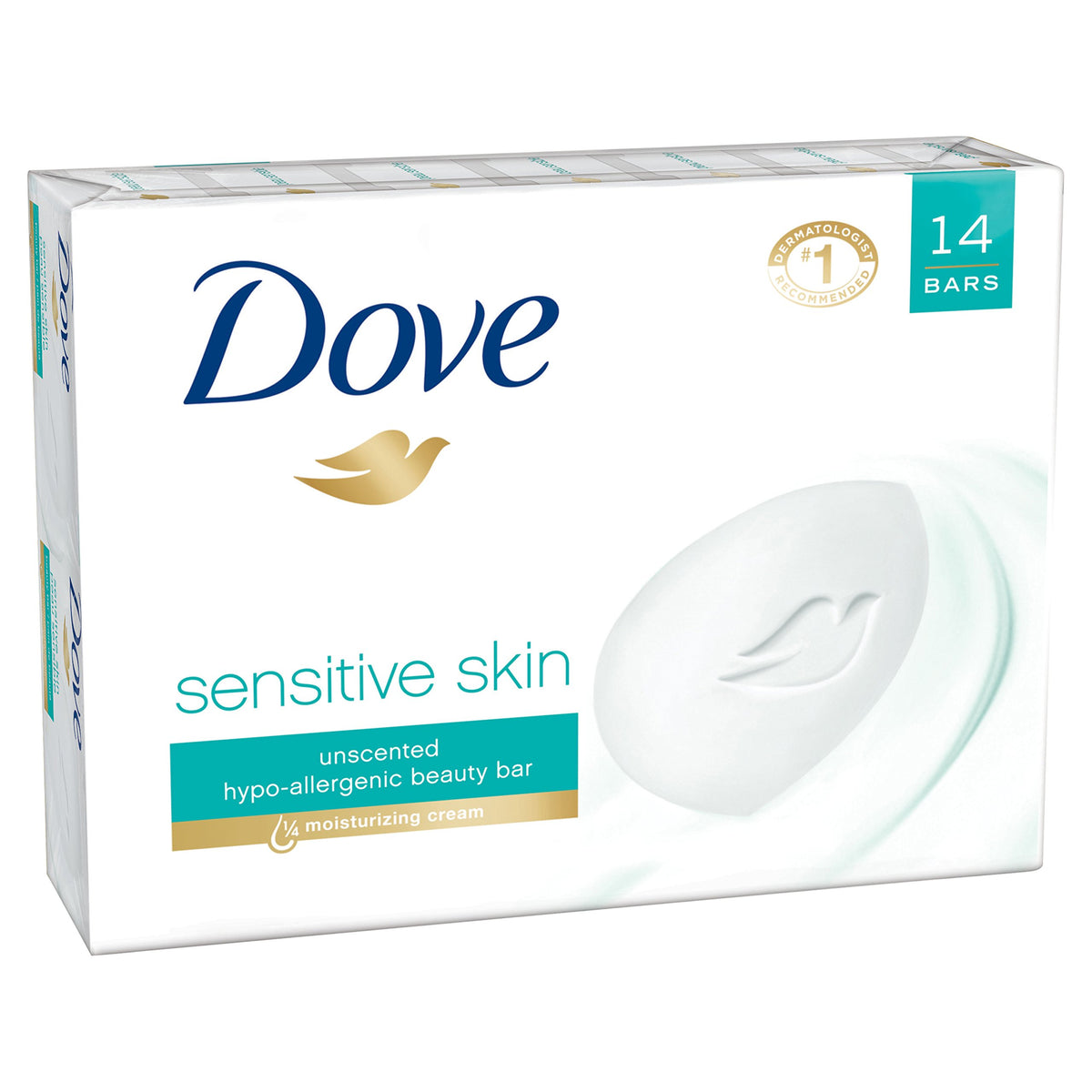 Dove Sensitive Skin Beauty Bar, 14 Bars, 56 Oz - Gentle Cleansing For Delicate Skin