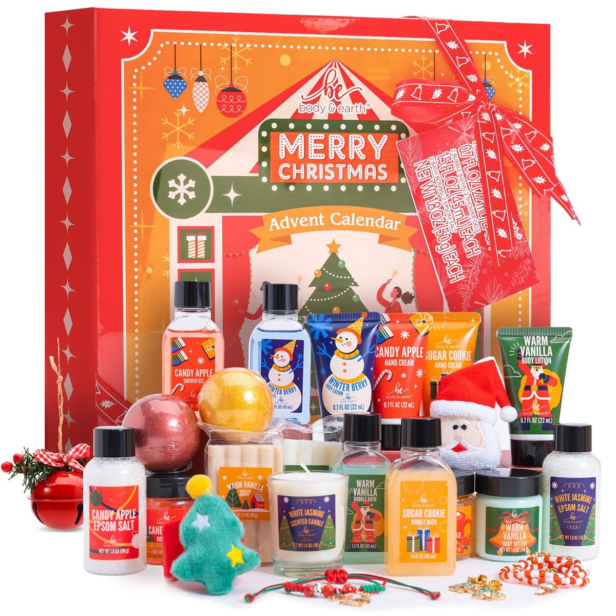 Body & Earth 2024 Advent Calendar - Holiday Gift Set With Hand Cream, Bubble Bath, Jewelry & More