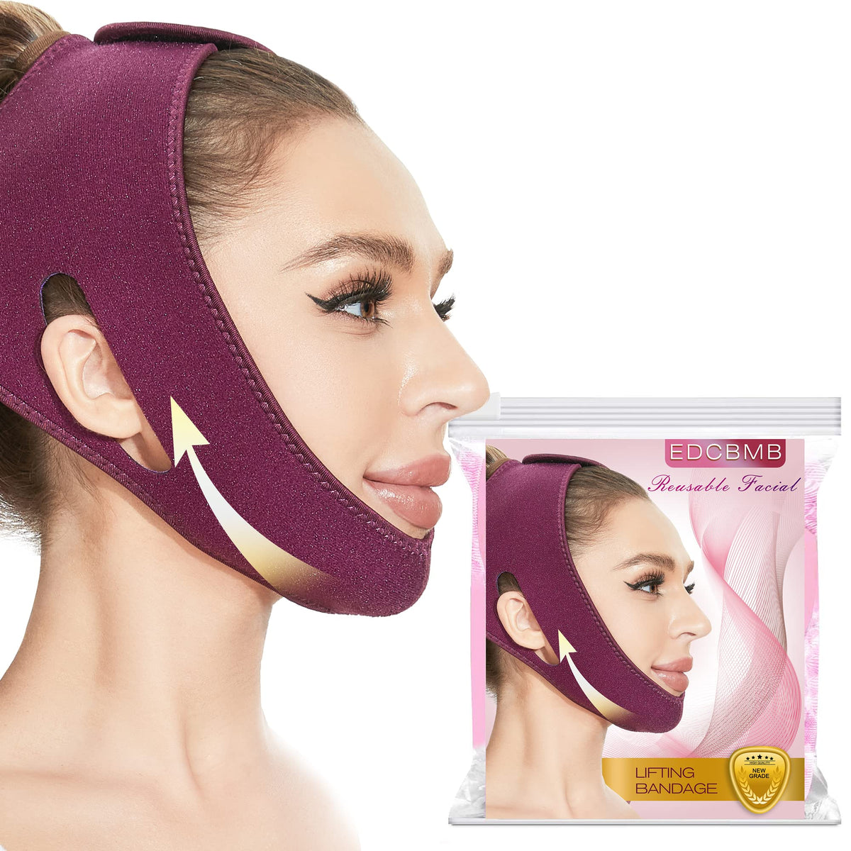 Edcbmb Double Chin Reducer Strap - V Line Lifting Mask & Jaw Exerciser For Women & Men