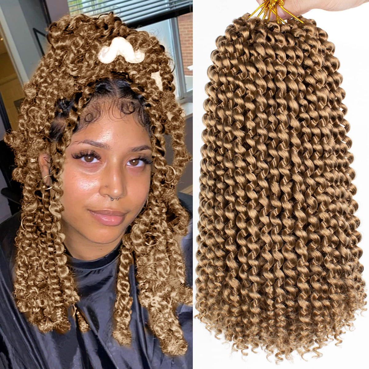 Leeven 12&quot; Blonde Water Wave Passion Twist Crochet Braids - 2 Packs Synthetic Hair Extensions