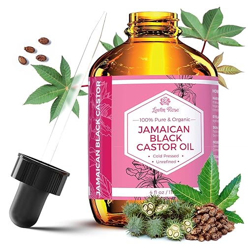 Leven Rose Jamaican Black Castor Oil For Hair Growth & Skin Soothing, 100% Natural, 4Oz