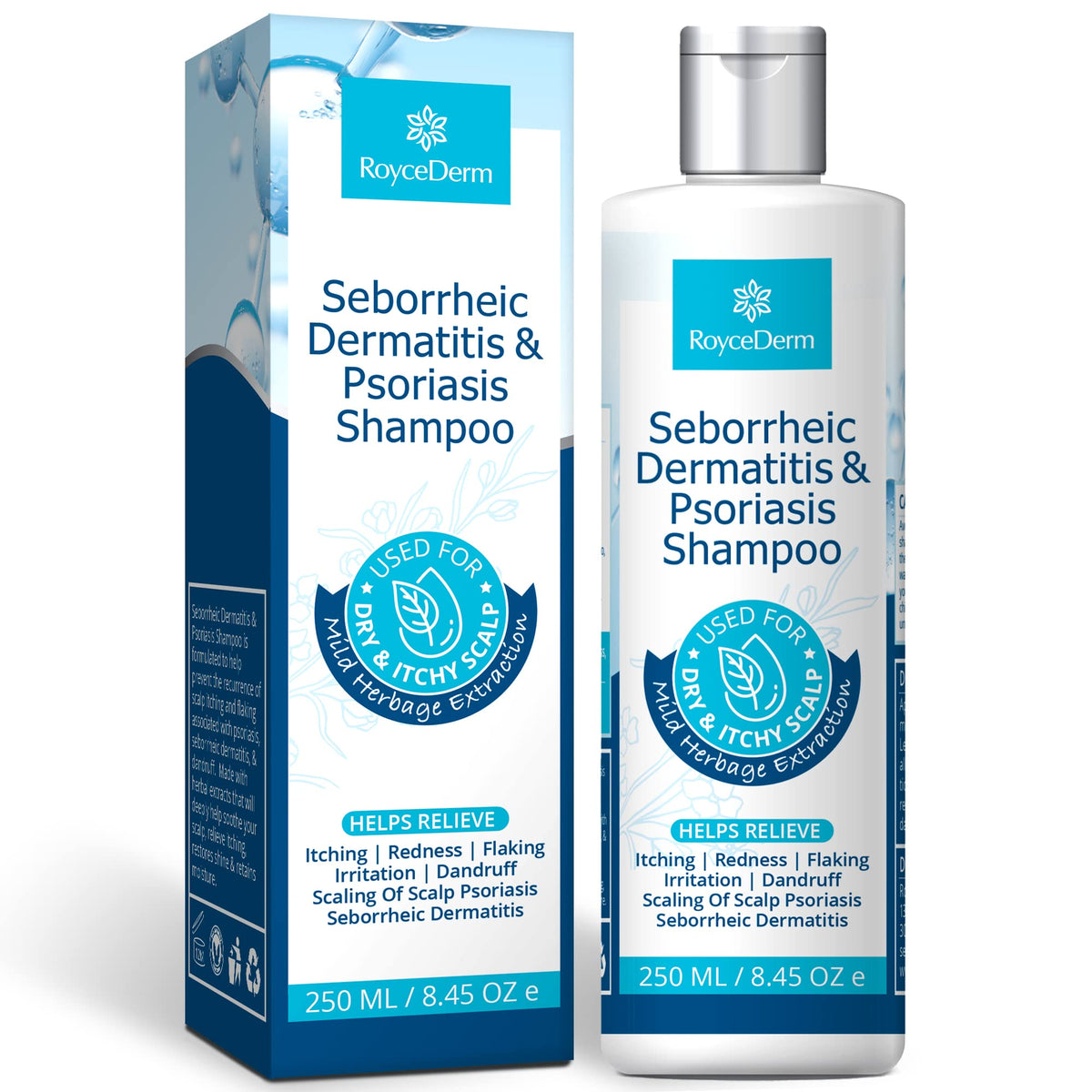 Roycederm Psoriasis Shampoo - Treat Dry Itchy Scalp, Dandruff & Seborrheic Dermatitis, 8.