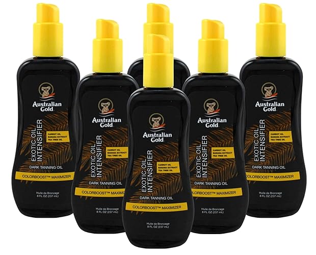 Australian Gold Oil Exotic Spray, 8 Oz (6 Pack) With Carrot Oil - Black Packaging