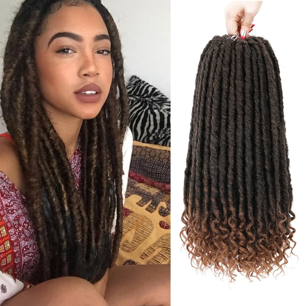 MODERN QUEEN Goddess Locs 14 Inch Crochet Hair - 6 Packs, 1B-30, Soft Synthetic Braiding Extensions