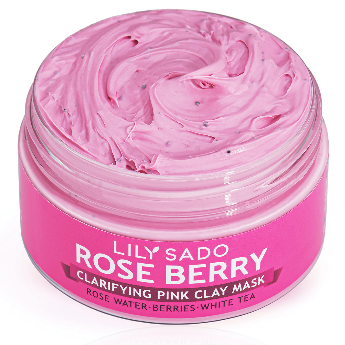 LILY SADO Rose Berry Pink Clay Mask - Exfoliate & Purify, Prevent Acne - 4 oz