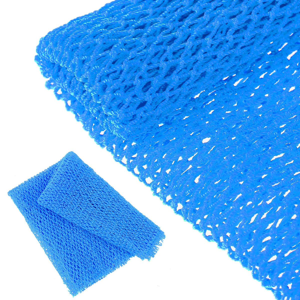 Geiserailie Long Bathing Net Sponge - Light Blue Nylon Body Scrubber For Daily Use