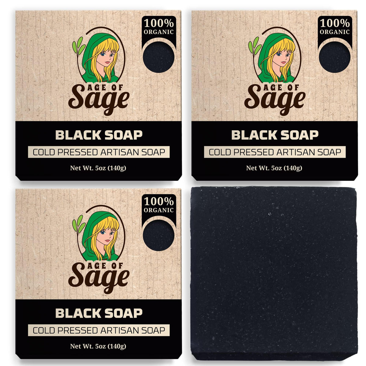 Age Of Sage Natural Bar Soap Gift Set For Men - Vegan, Aromatic Nag Champa, 4 Pack