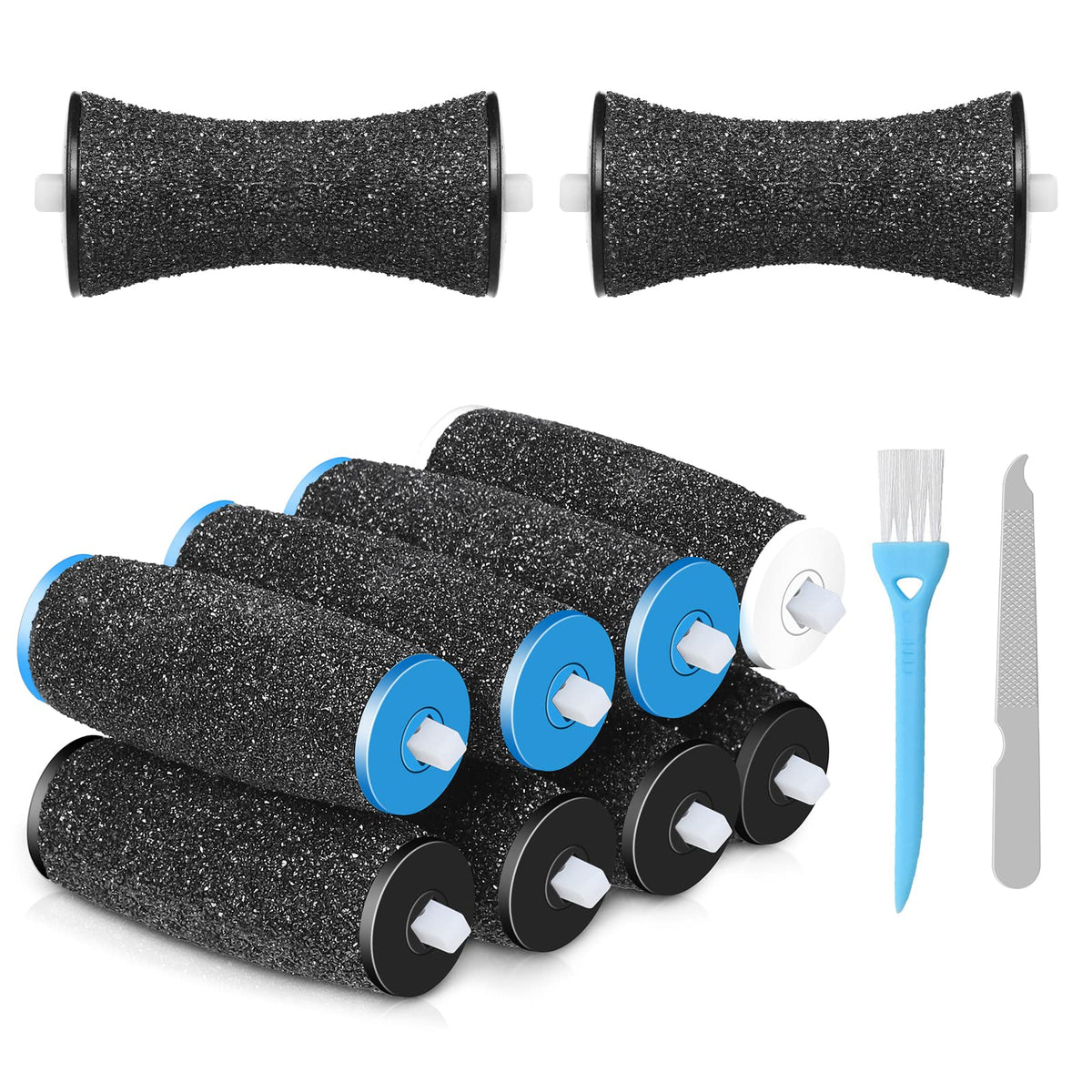 Jorest 10Pcs Pedi Replacement Rollers For Amope Foot File - Curved, Coarse & Soft Options