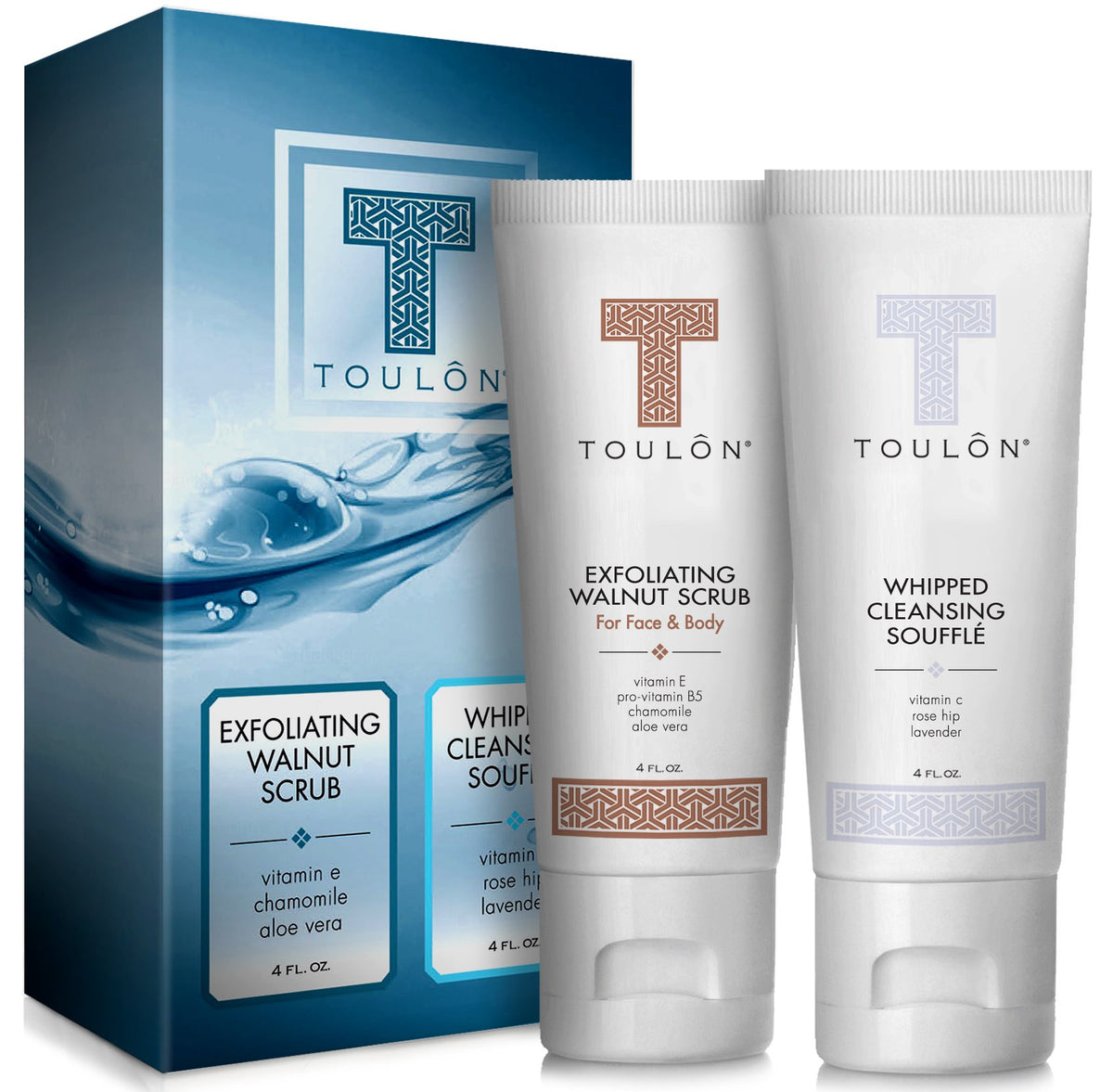 Toulon Exfoliating Scrub Set - Natural Spa Bath & Shower Kit For Men & Women - 2 X 4Oz Tub