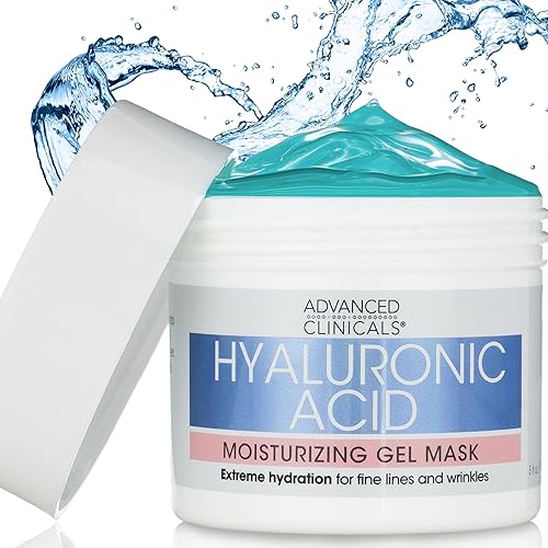 Advanced Clinicals Hyaluronic Acid Gel Facial Mask - Brightening, Hydrating, Anti-Aging, 5 Fl Oz