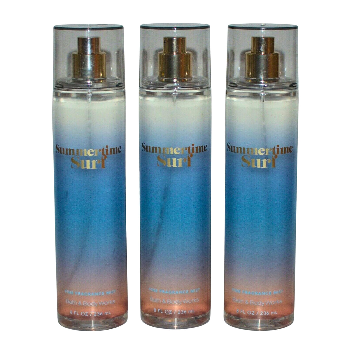 Bath & Body Works Fragrance Mist Set - 3-Pack, 8Oz Each, Summertime Surf Scent