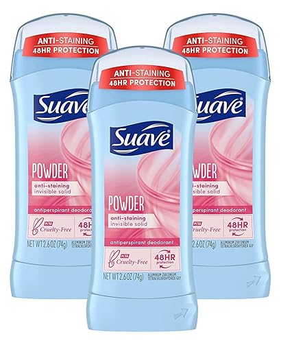 Suave 24Hr Powder Invisible Solid Deodorant, 2.6 Oz, 3 Pack - Long-Lasting Freshness