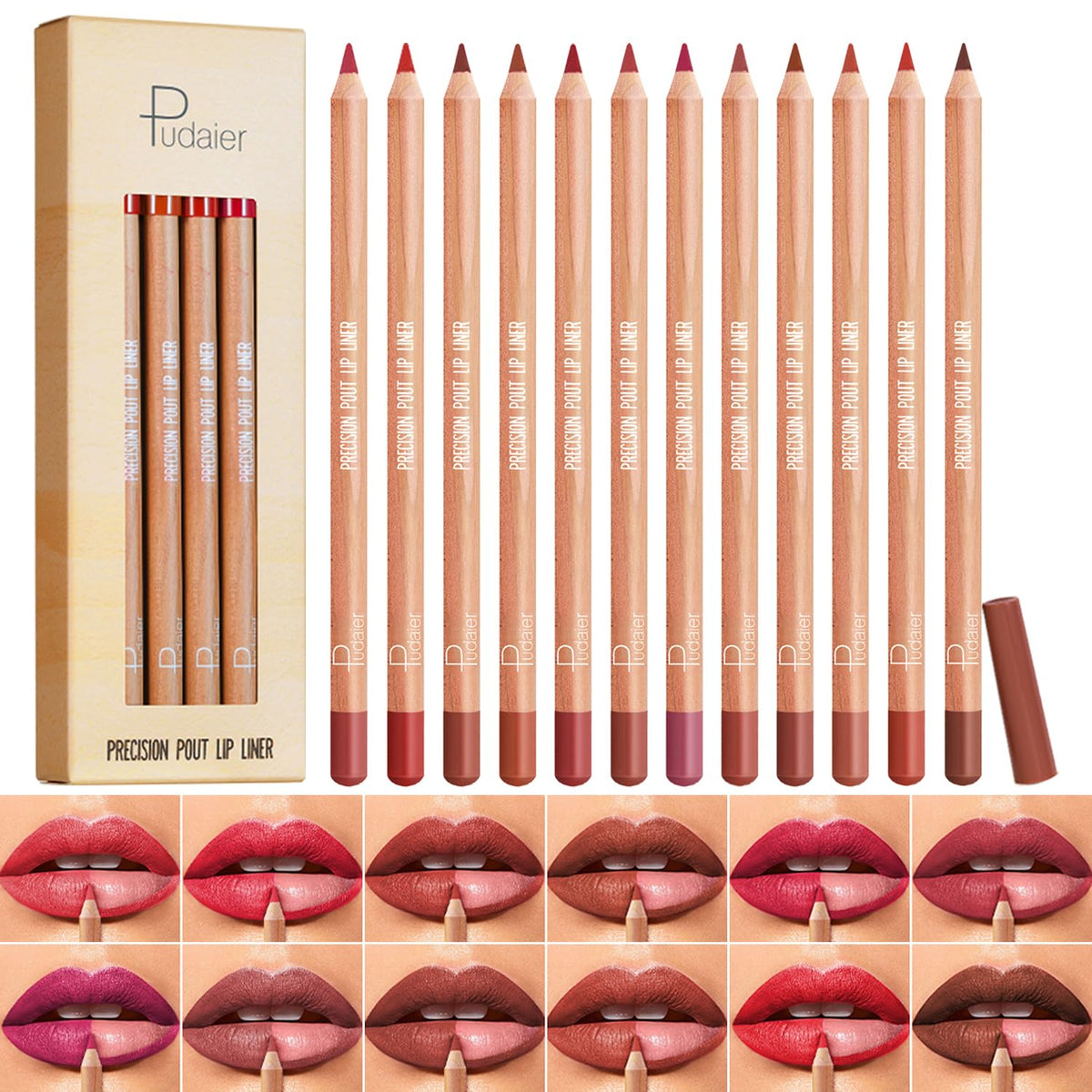 Kimieye 12 Color Matte Lip Liner Set - Long Lasting, Waterproof, High Pigment For Daily Makeup