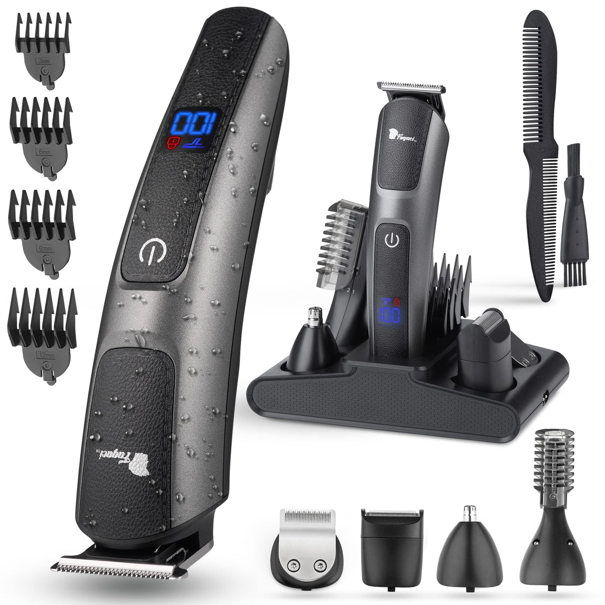 Fagaci 5-In-1 Waterproof Hair Trimmer For Men - Turbo Speed, Quick Charge, Stainless Steel