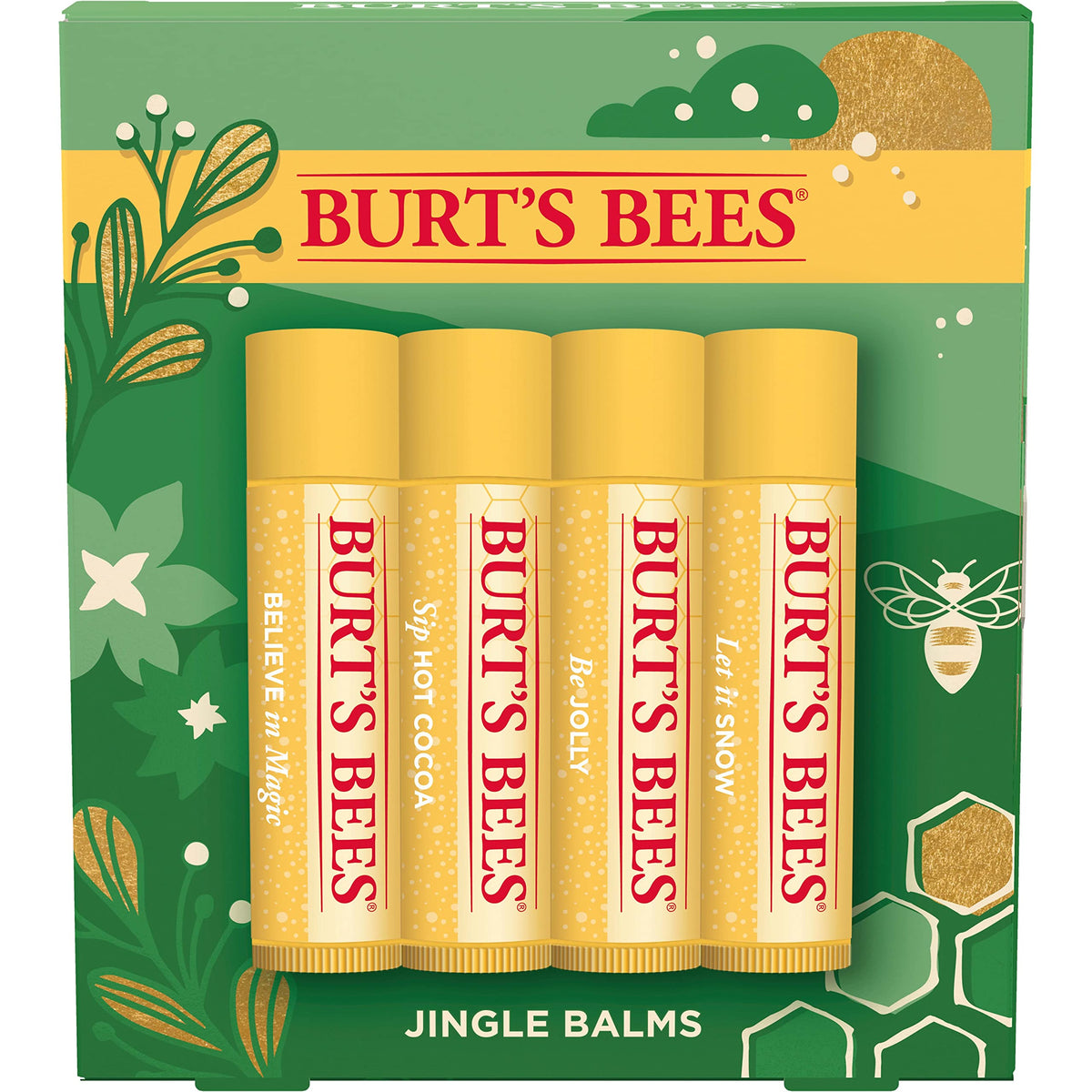 Burt'S Bees Christmas Lip Balm Set, 4 Classic Beeswax Stocking Stuffers - Jingle Balms