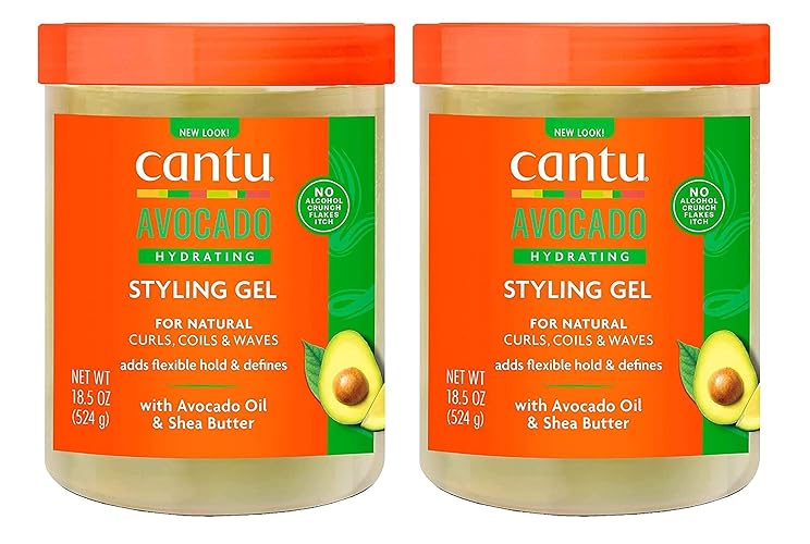 Cantu Avocado Gel 18.5 Oz - Pack Of 2, Moisturizing Hair Styling Gel For Curly Hair