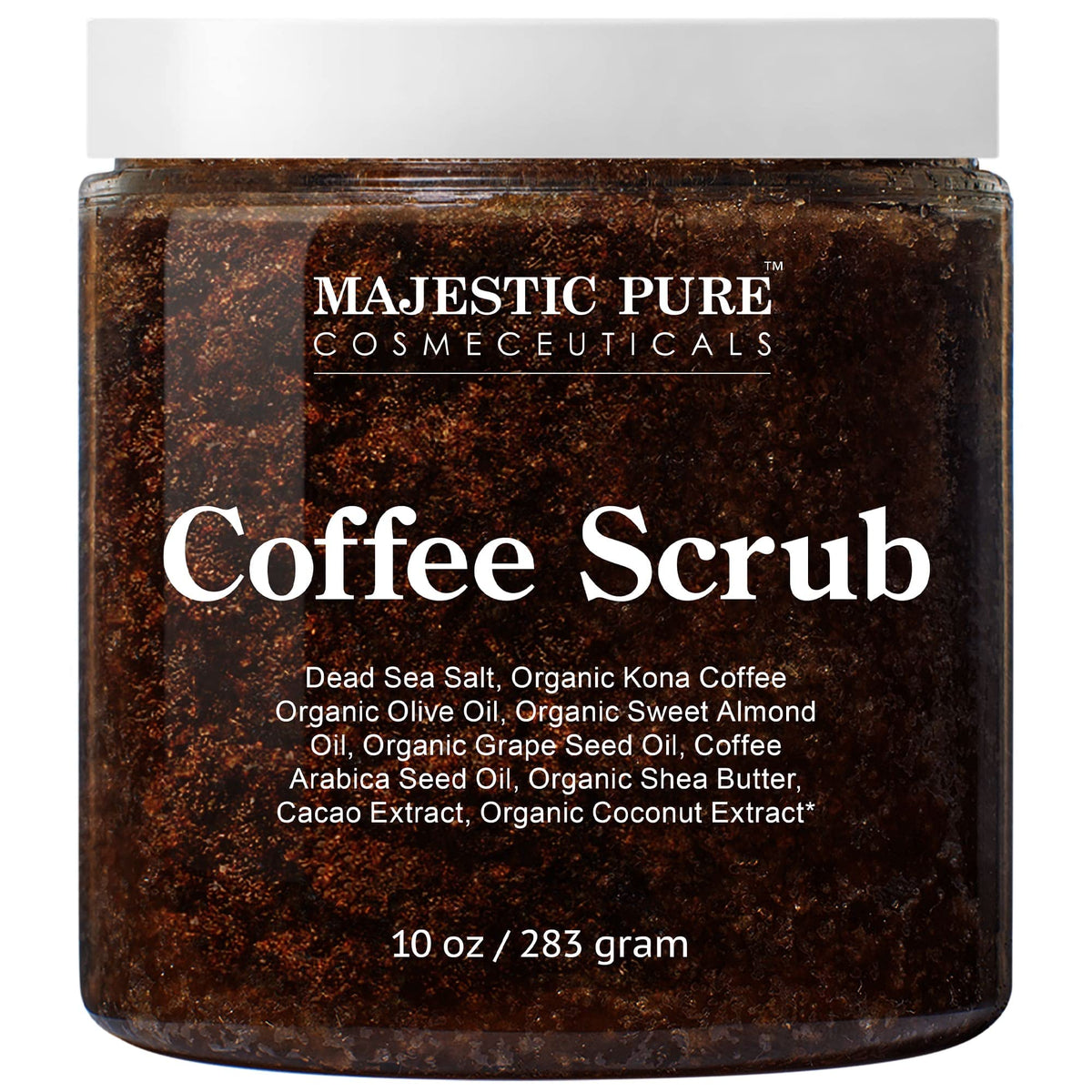 Majestic Pure Arabica Coffee Scrub - Natural Exfoliating Body Scrub For Skin Care, 10 Ounces