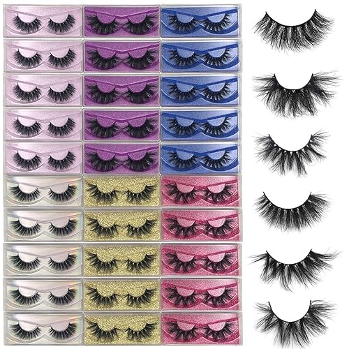 Mikiwi 30 Pack 3D Mink Lashes - Fluffy Long Wispy Real Mink Eyelashes, 15-20