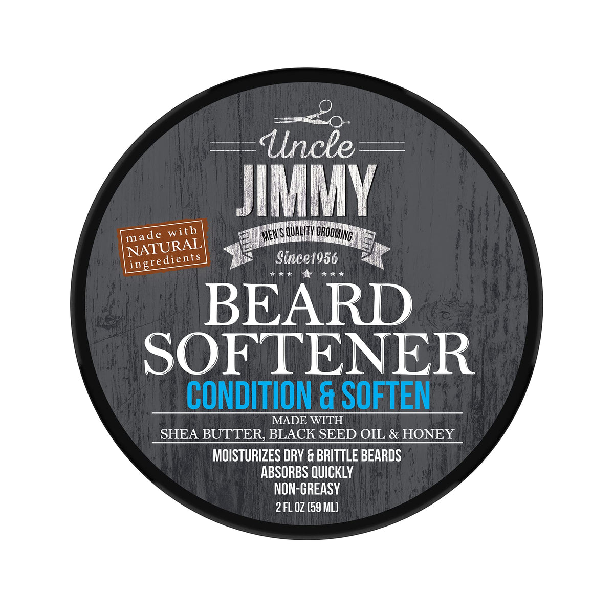 Uncle Jimmy Beard Softener Balm For Men | Hydrates, Smooths & Adds Shine | 2 Fl Oz