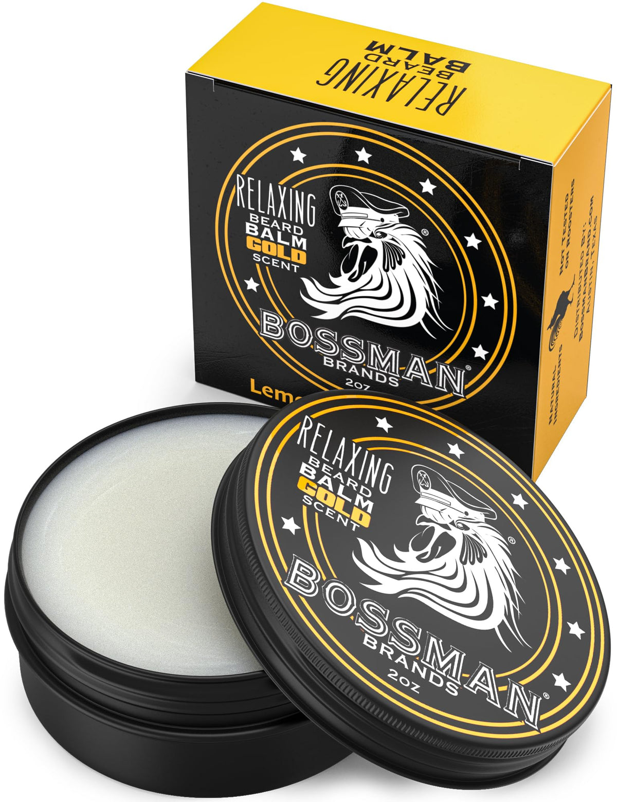 Bossman Relaxing Beard Balm - Gold Scent, 2Oz Beard Tamer, Thickener & Softener Cream