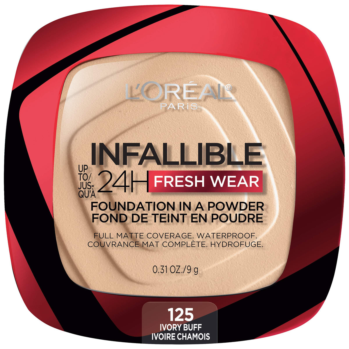 L'Oreal Paris Infallible Fresh Wear Foundation Powder, Waterproof, Ivory Buff, 0.31 Oz.