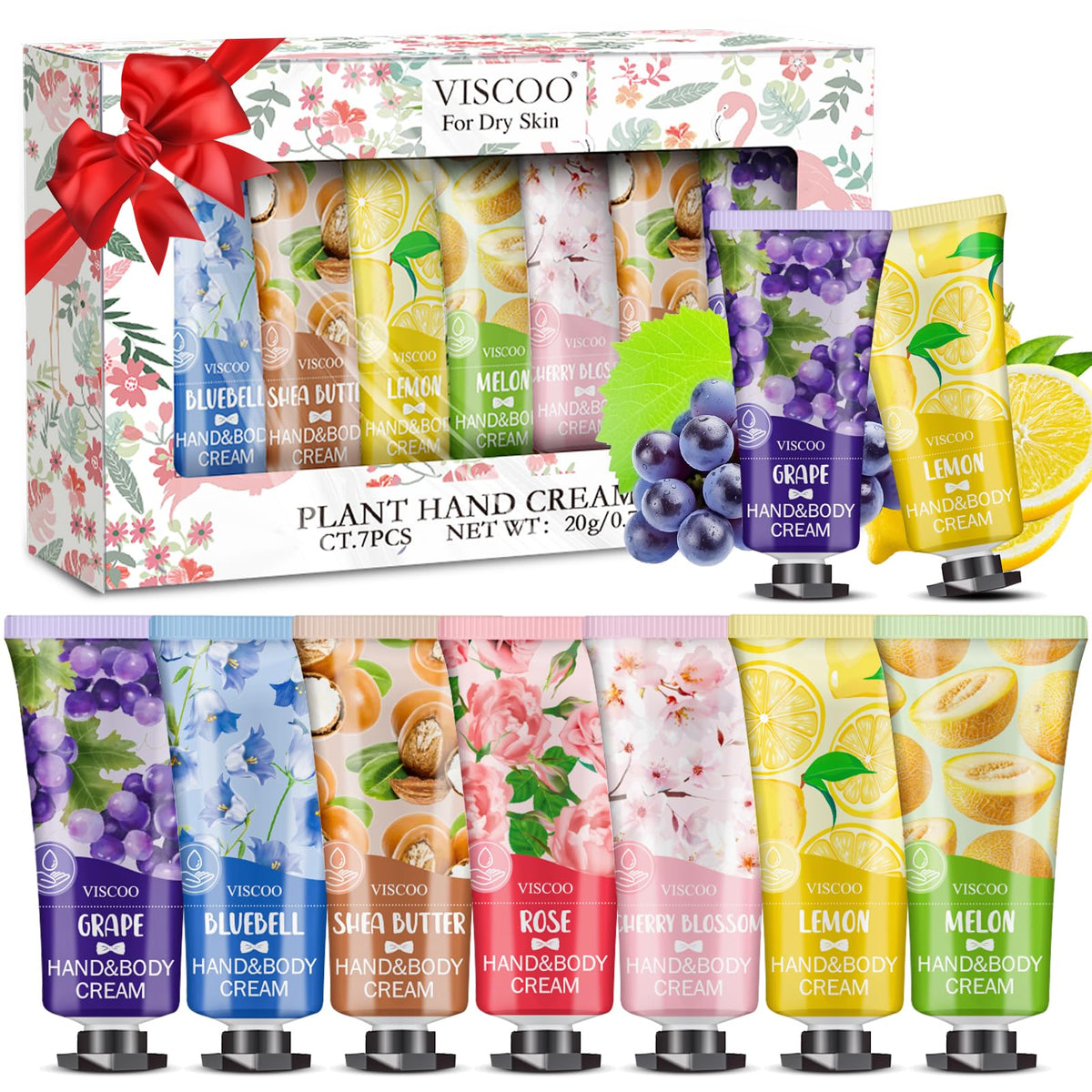 Viscoo 7 Pack Hand Cream Set - Valentines & Birthday Gifts For Women, Travel Size Moisturizer