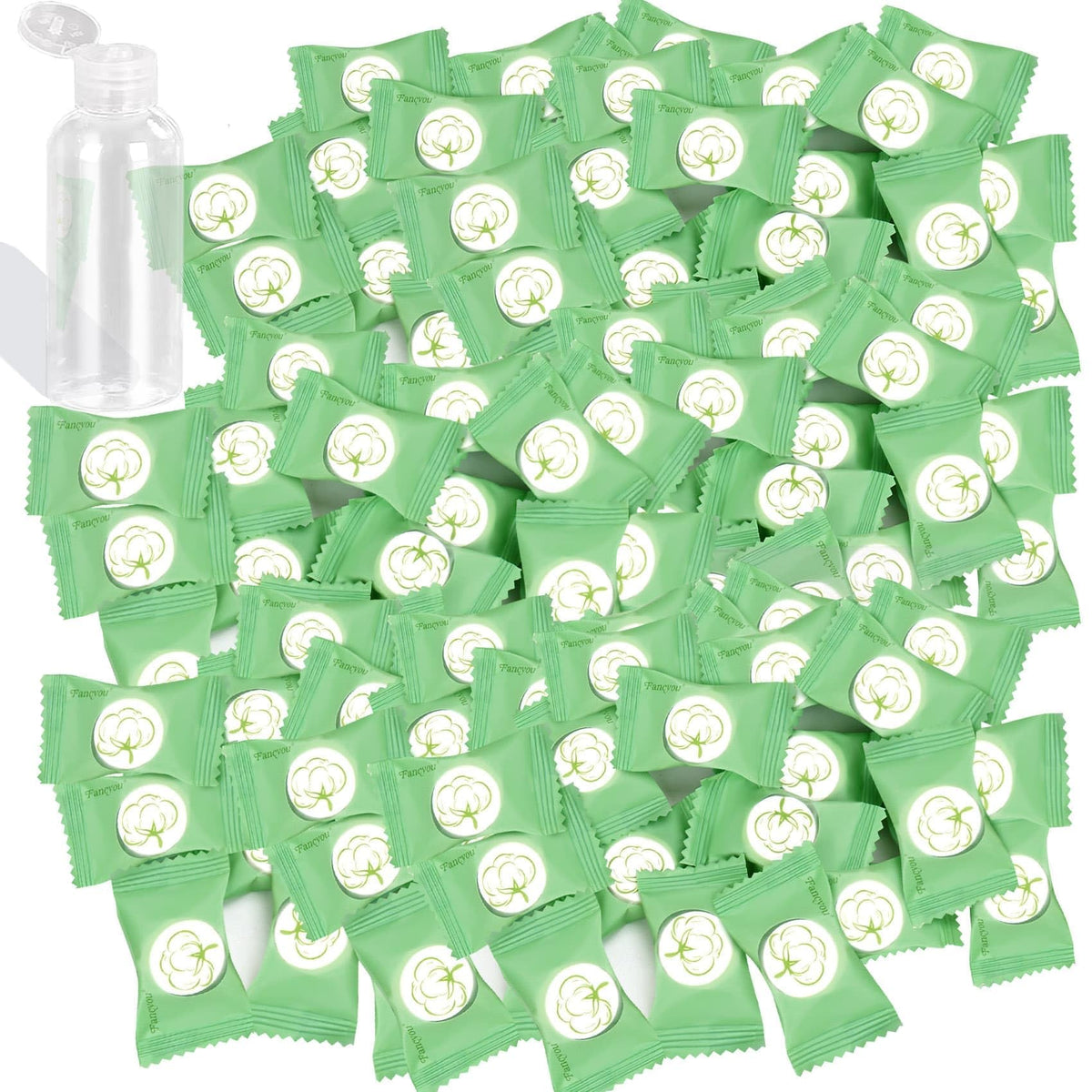 Fancyou 300 Pcs Compressed Disposable Face Towels - Green Cotton Cleansing Wipes For Travel & Salon