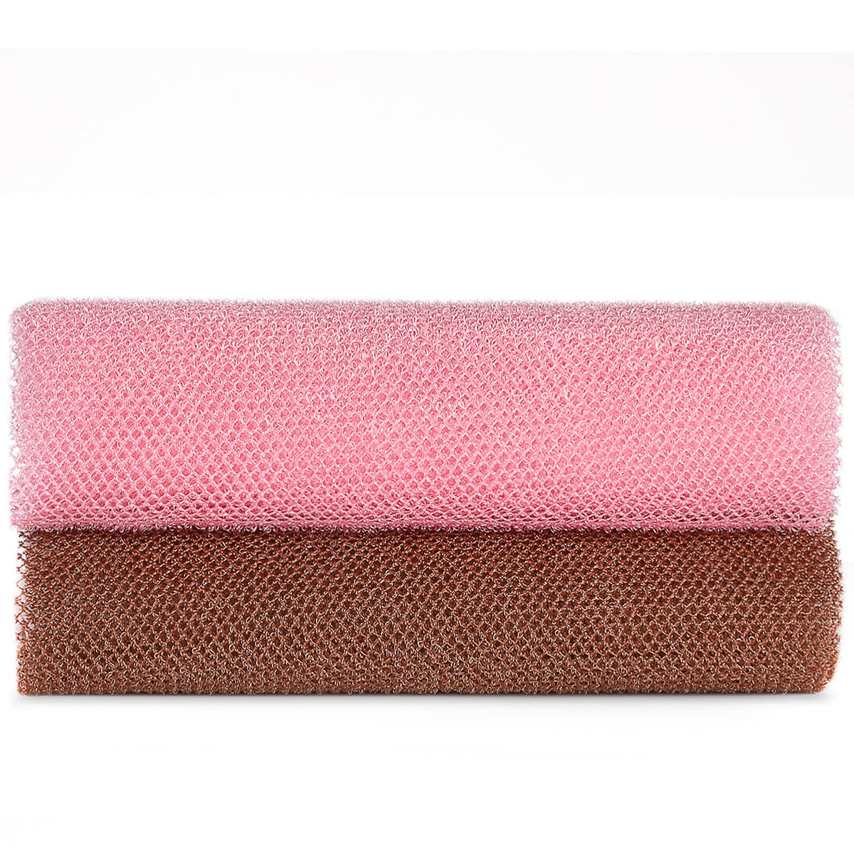 Jassins African Exfoliating Sponge Net – Body Scrubber & Back Scrubber (Coffee + Pink)