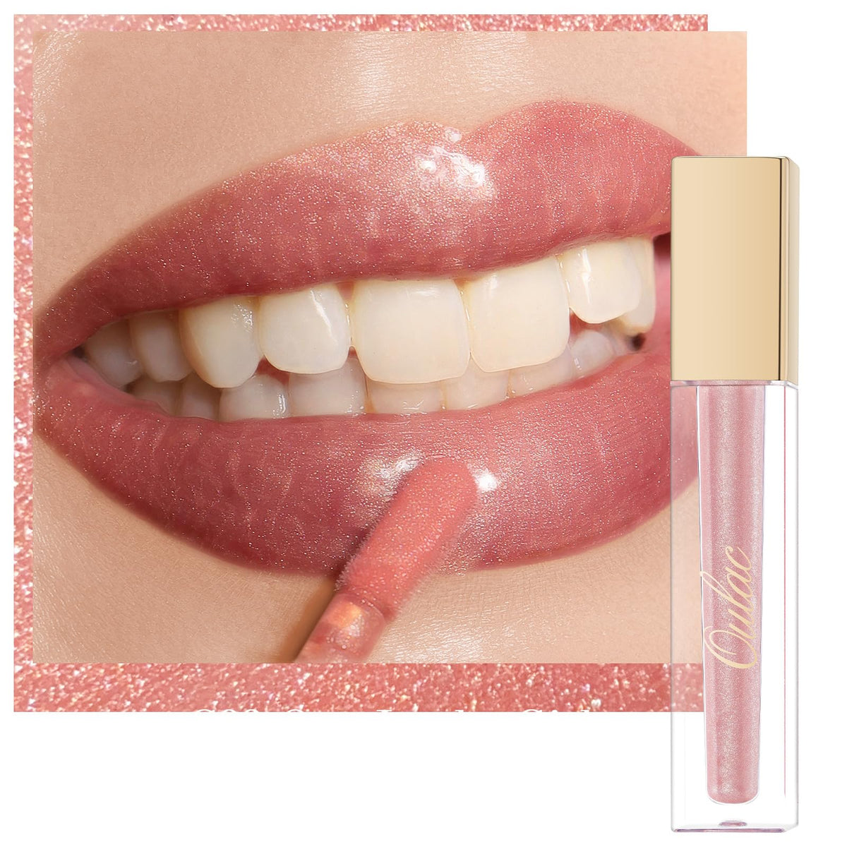 Oulac Nude Shimmer Liquid Lipstick, High-Shine Gloss, Vegan, Non-Sticky, (C03) One Lucky Girl