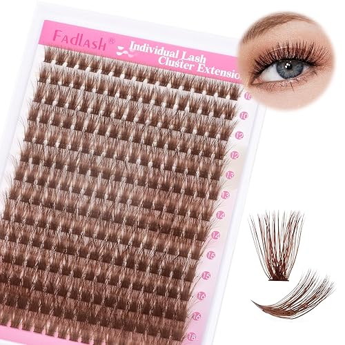 FADLASH Brown D Curl 3D Volume Lash Clusters 10-18mm Soft DIY Eyelash Extensions Kit