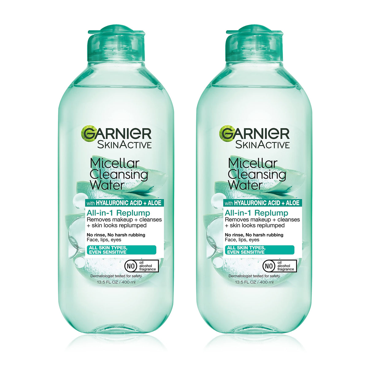 Garnier Micellar Water With Hyaluronic Acid, 2-Pack Facial Cleanser & Makeup Remover, 13.5 Fl Oz