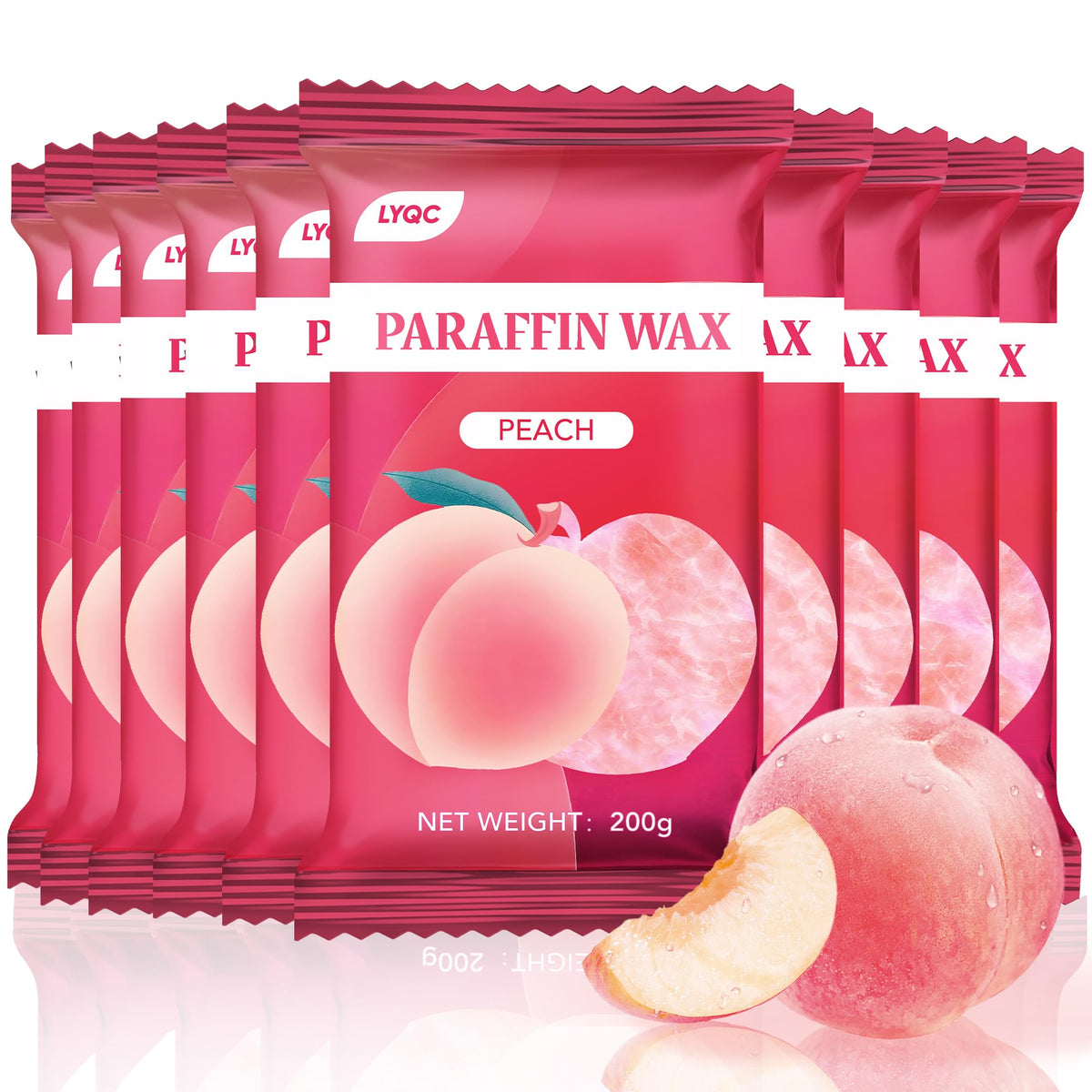 Lyqc Paraffin Wax Refill - 10 Packs For Hands & Feet, Peach, Moisturizes & Relieves Pain