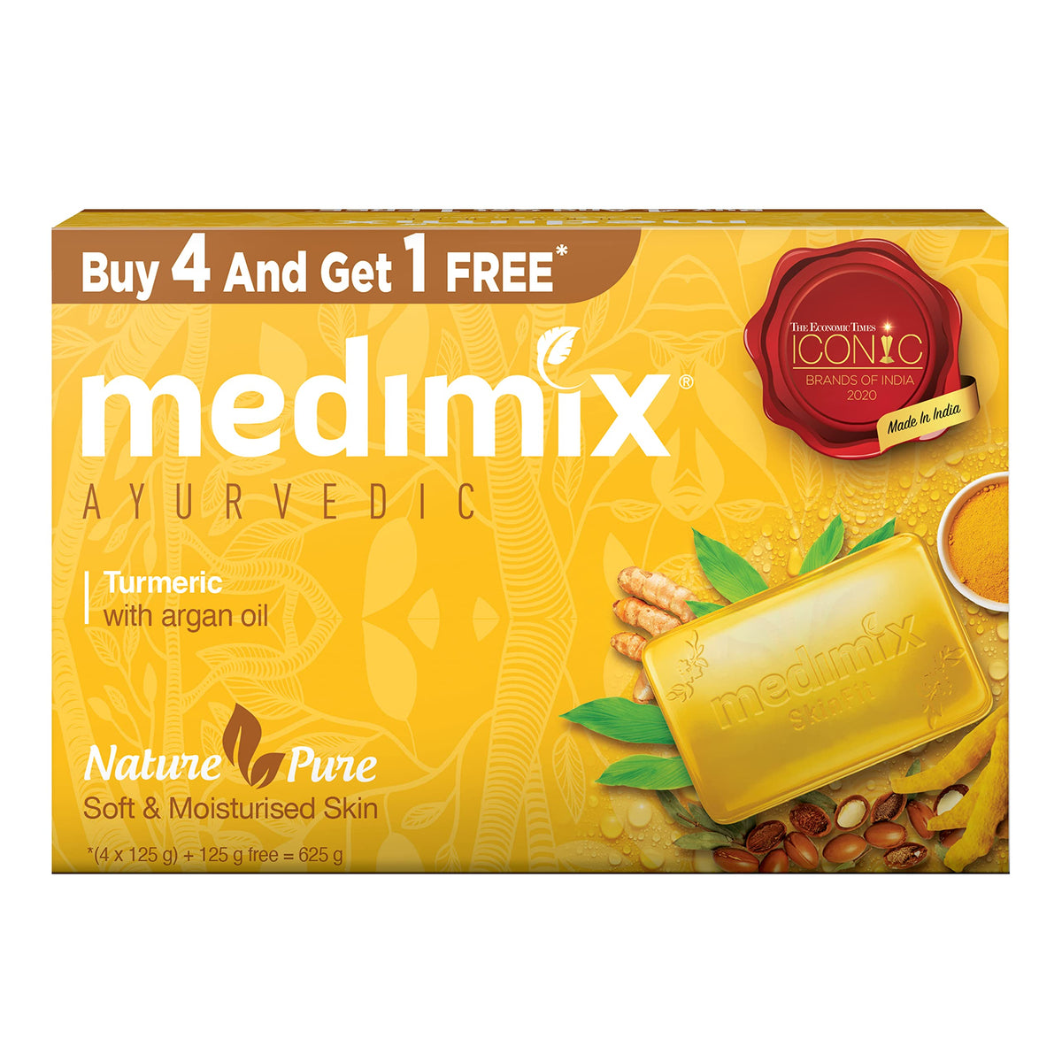 Medimix Ayurvedic Turmeric & Argan Oil Soap 125Gm - 4+1 Pack For Glowing Skin