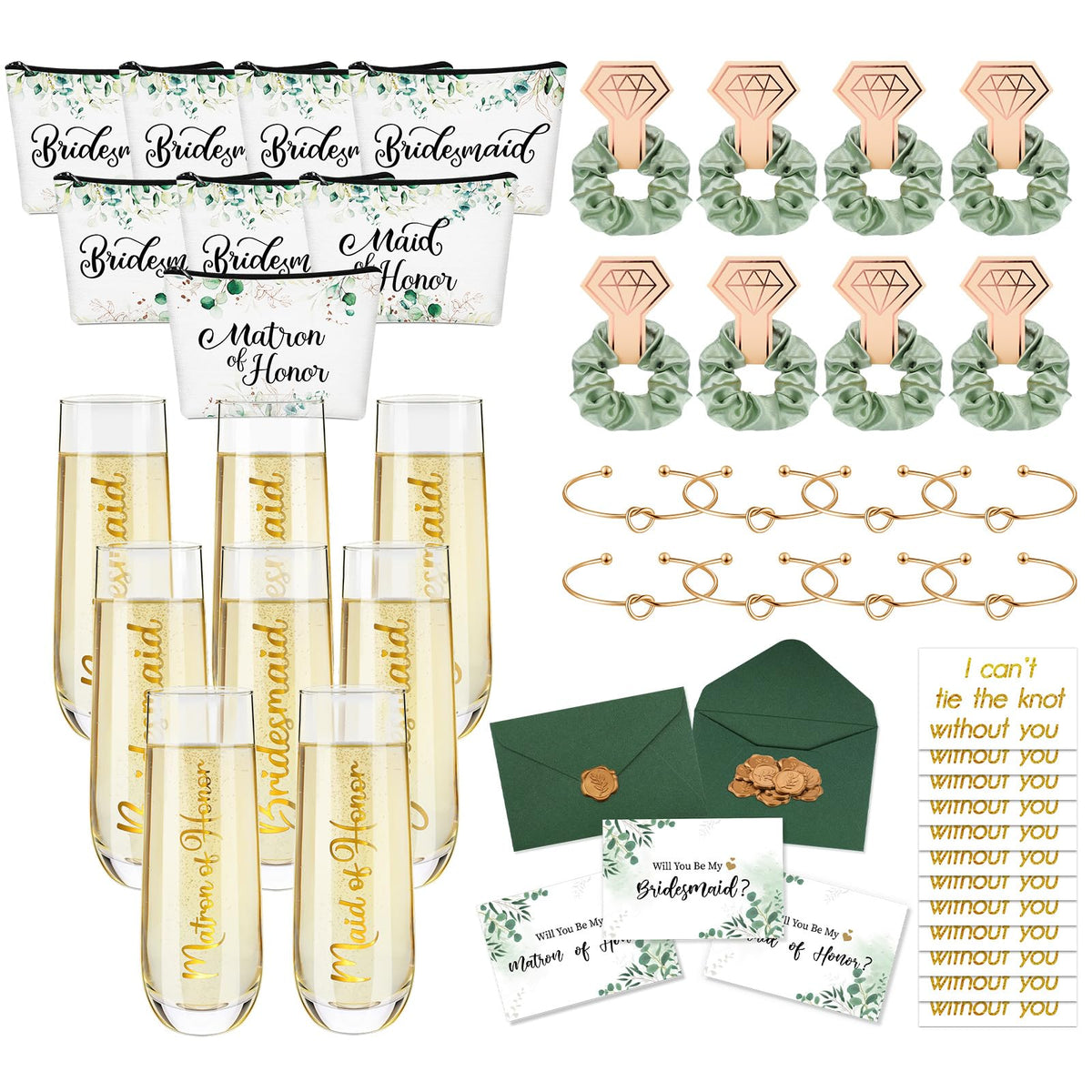 Feifeiya 64 Pcs Bridesmaid Proposal Gifts Set - Cards, Cups, Bags, Bracelets & More