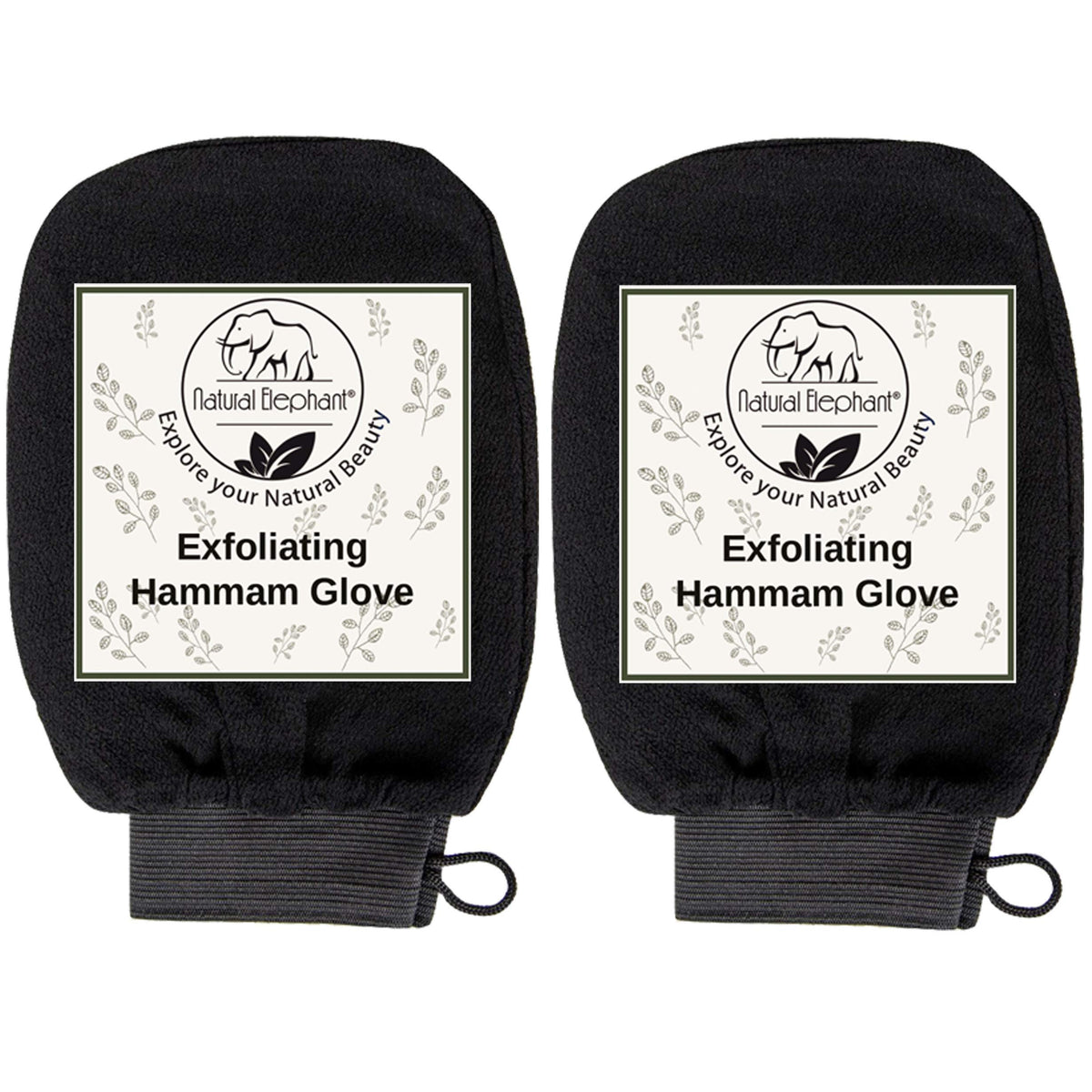 Natural Elephant Exfoliating Hammam Glove - Pure Black (Pack Of 2) For Radiant Skin