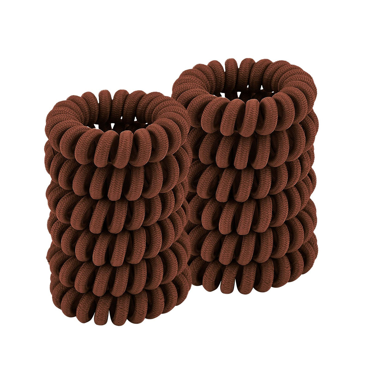 Qiutimiy Spiral Hair Ties - Cloth Brown, 12 Pcs No Crease Coil Ponytail Holders For Thick Hair