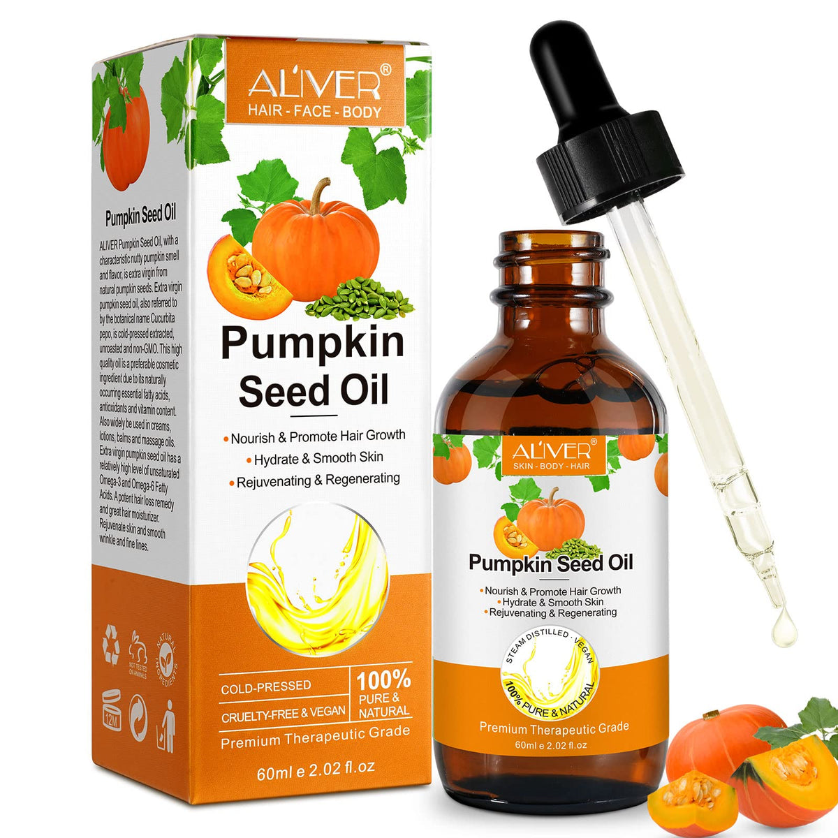 Generic Pumpkin Seed Oil 2 Fl Oz - Pure Cold Pressed For Hair Growth & Scalp Moisturizing