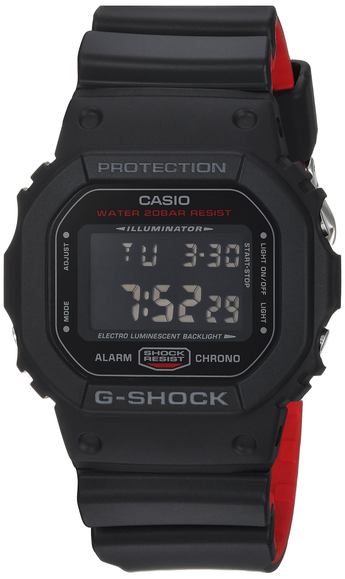 Casio G Shock Dw-5600Hr-1Cr Men'S Black/Red Digital Quartz Watch - Resin Band