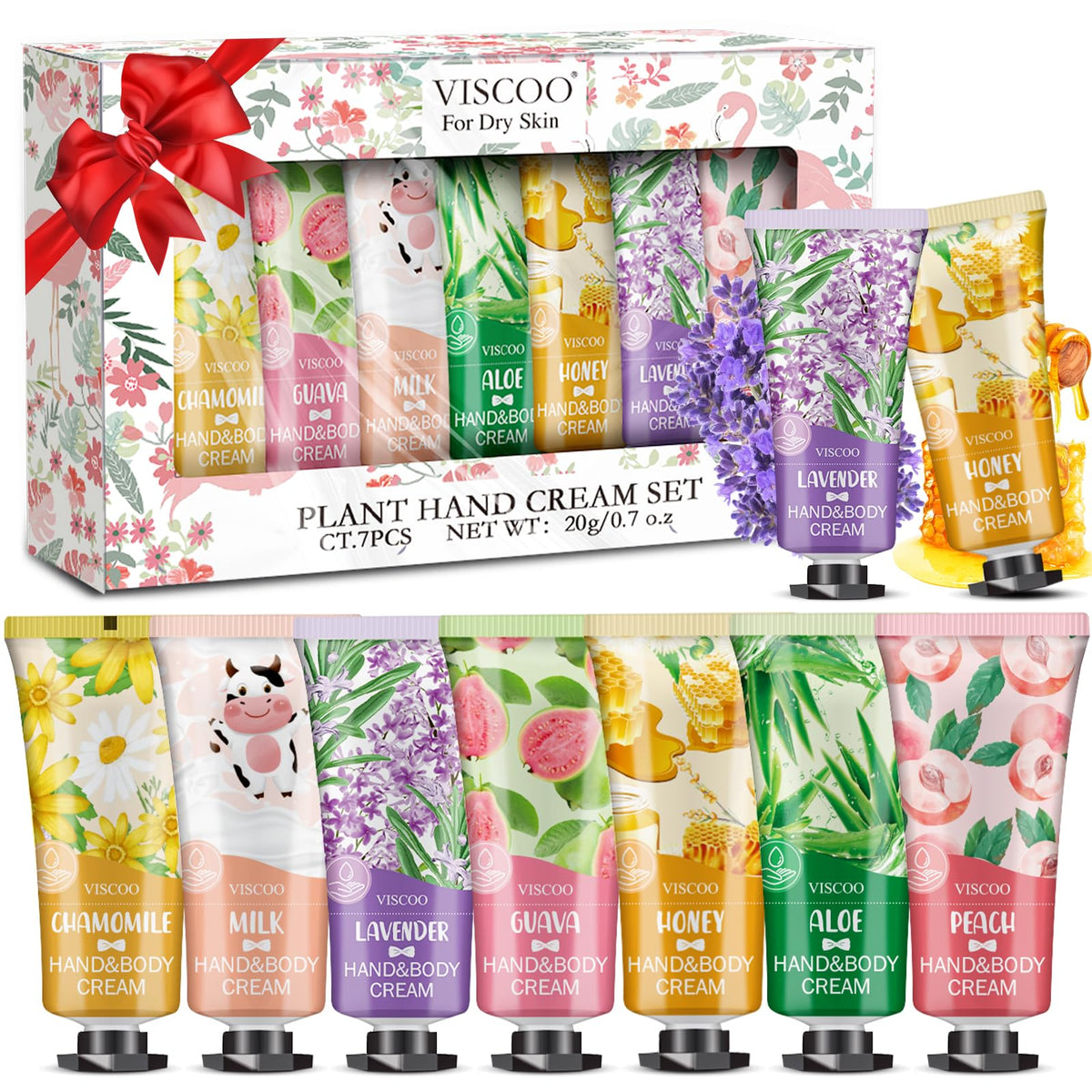 Viscoo 7 Pack Hand Cream Set - Moisturizing Travel Size Lotion Gifts For Women & Girls