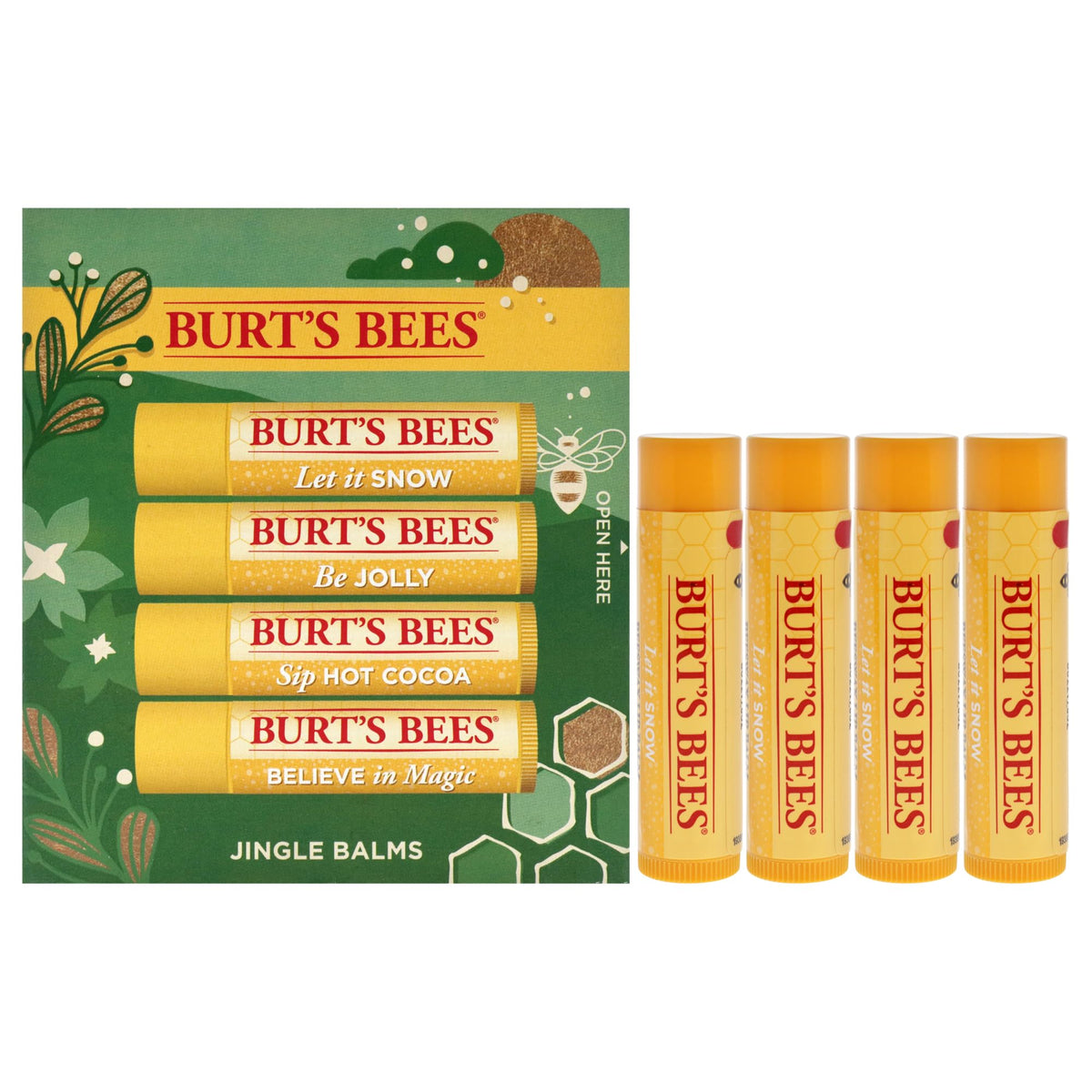 BURTS BEES Jingle Balms Holiday Gift Kit - Yellow, 1 EA, Perfect for Gifting and Hydration