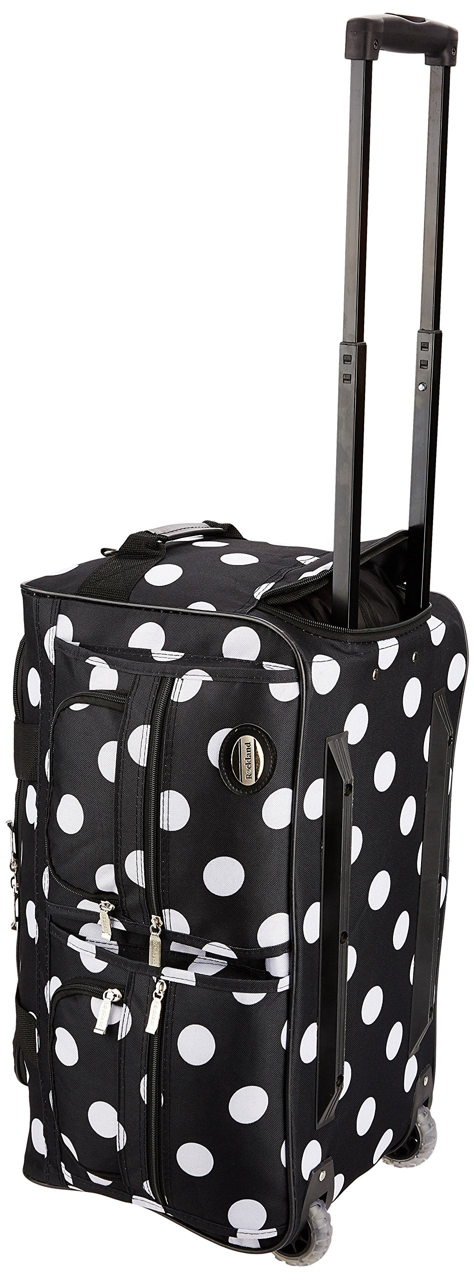 Rockland 22-Inch Rolling Duffel Bag - Black Dot Polyester Travel Luggage