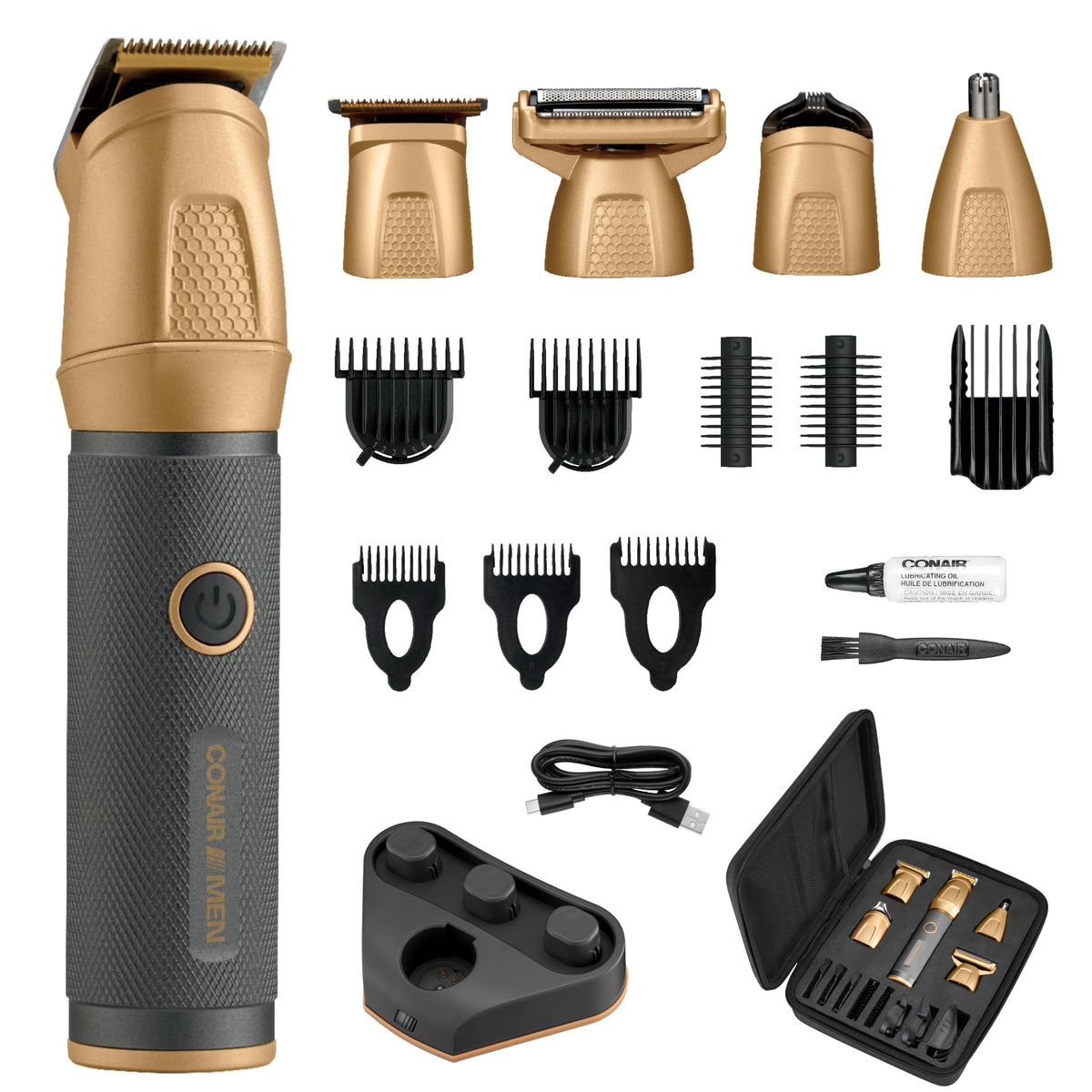 Conair Men 19-Piece All-In-One Trimmer Kit - Beard, Nose, Body Hair Grooming - Showerproof